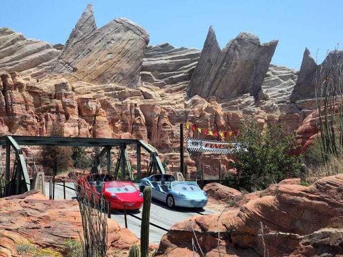 Radiator Springs Racers is one of the largest rides in Disneyland based on acreage.