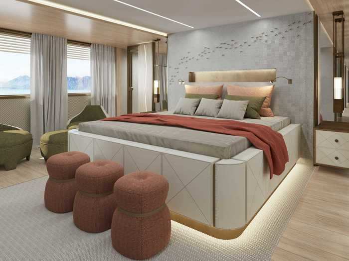 The ship can accommodate 12 guests in six suites ...