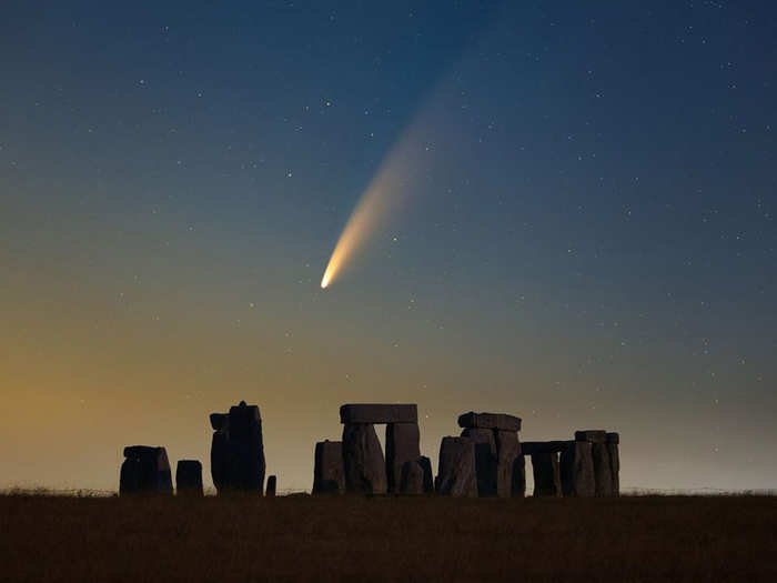 Comet NEOWISE spotted over the Stonehenge in the UK