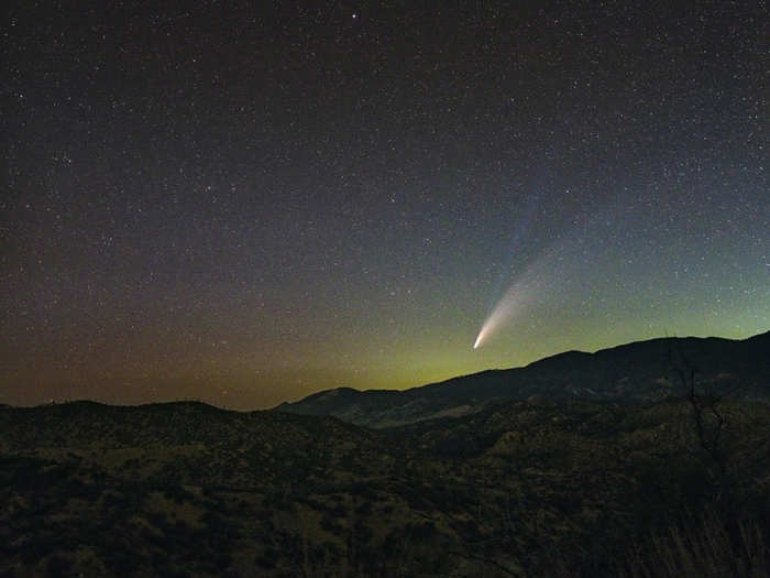 Comet NEOWISE shining over the Los Padres National Forest in California