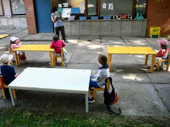 Primary schools in Italy are already experimenting with outdoor, socially distanced classes for kids.