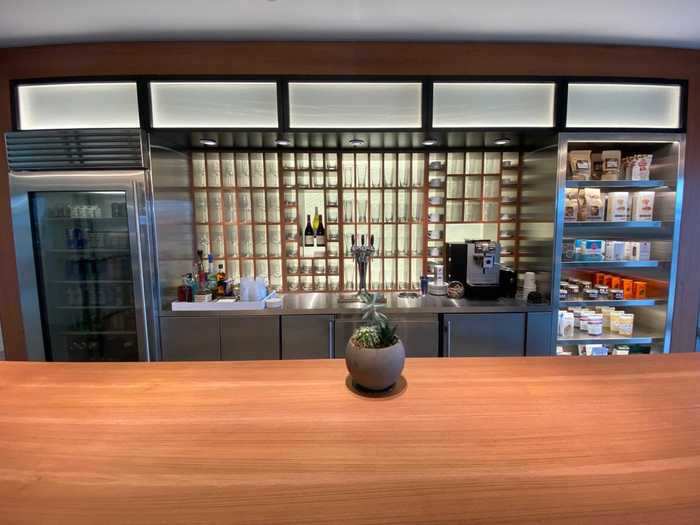 Behind the counter is the kitchenette where Jet Linx offers snacks and beverages for passengers as they await departure.