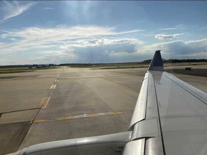 We were just slightly delayed leaving the gate as we waited for passengers coming from a delayed connecting flight. United