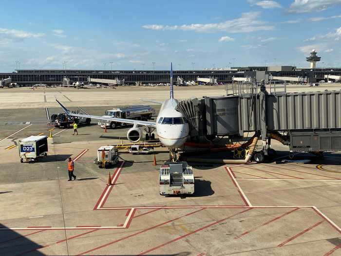 The plane taking us back to New York was an Embraer E175 regional jet with seating in a 2-2 configuration. It was over 70% full so gate agents informed passengers they can take the next flight, which was 24 hours later, for free if they wanted.