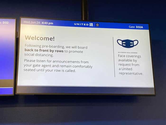 Back in the terminal, the difference between the signage at the gate for my next flight and the one I had just taken was also drastic. This is just one example, where United outlines the new boarding procedure.