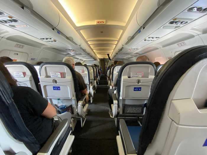 Flight attendants only came around to collect any trash as the gate agents had advised passengers to purchase food and drinks in the terminal.