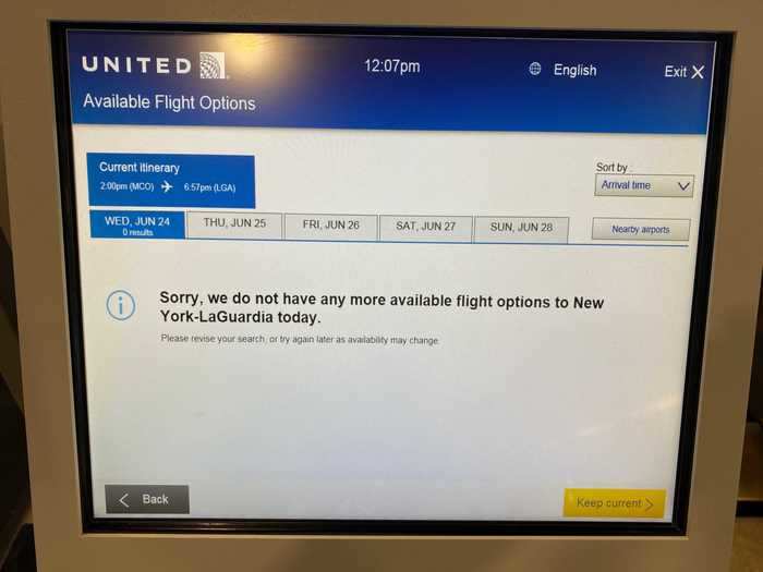 I was given the option to depart from any Orlando area airport and arrive at any New York area airport but there were no flights available for the same day.