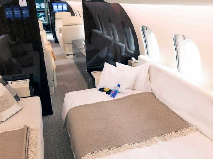 The enclosed space usually features a pair of divan couches that face each other but can be converted into beds for longer flights.