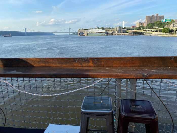 Located in West Harlem, though, the barge also provided great views of the nearby George Washington Bridge to the north.