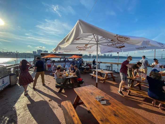 With New York City still restricting indoor dining, the outdoor bar was the perfect environment to hang out in rather than a bar with a makeshift and unprotected outdoor seating section along a busy avenue.