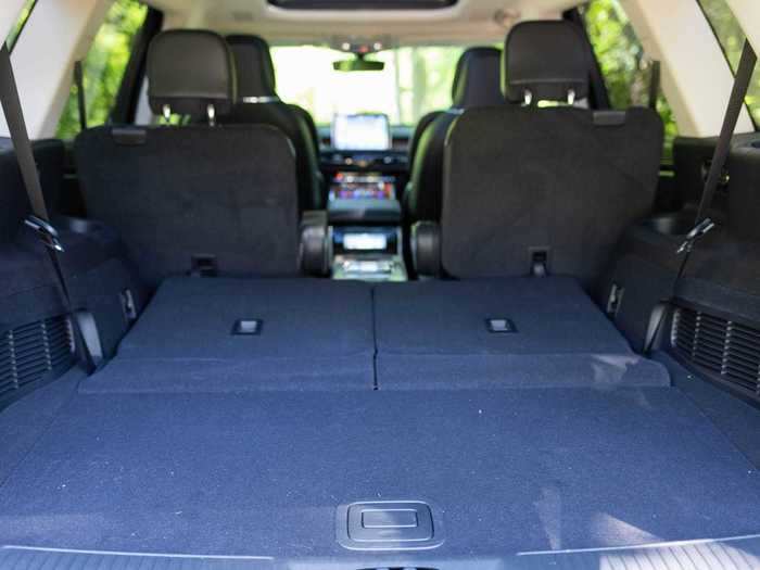 The third row folds down to make the trunk even bigger.