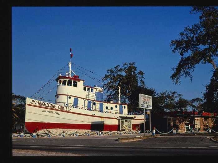 16. Hurricane Camille Gift Shop in Gulfport, Mississippi, photographed in 1979.