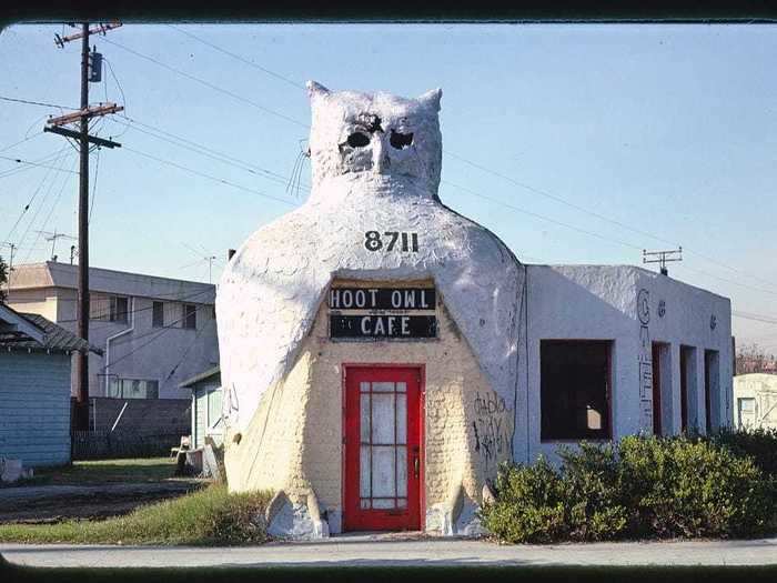 9. Hoot Owl Cafe in Los Angeles, photographed in 1977.