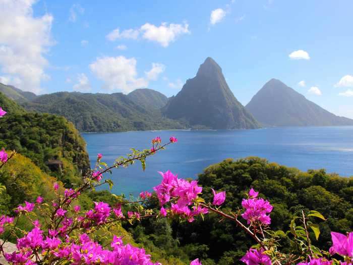 ST. LUCIA: The Pitons volcanic peaks