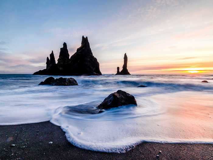 ICELAND: Reynisfjara black-sand beach