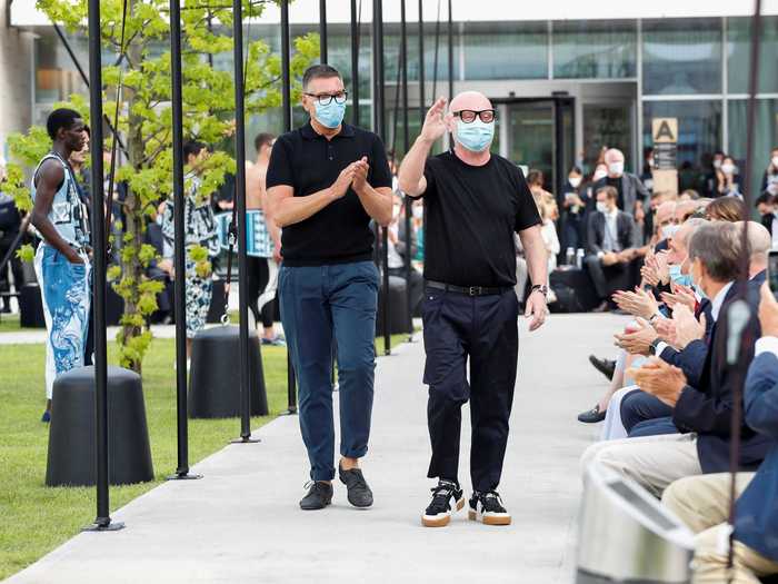 ... but the designers did. Domenico Dolce and Stefano Gabbana wore face masks as they walked at the end of the show.