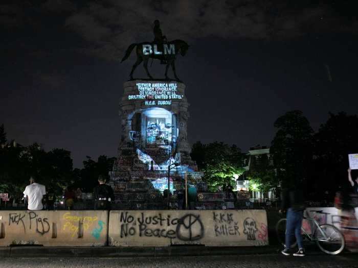 At the end of June, Klein kept up the work by projecting an image of WEB Du Bois, a civil rights activist, historian, scholar, writer, sociologist, educator, and poet.