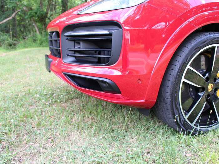 The ride height has been dropped 30 millimeters lower than on the Cayenne S, according to Porsche. This enhances airflow at speed, but owners can use the air suspension to increase ride height over uneven terrain.