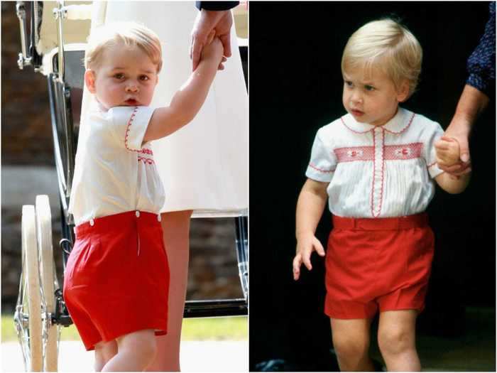 Age 2: George has even been dressed the same as his father. Here he is on the day of Charlotte