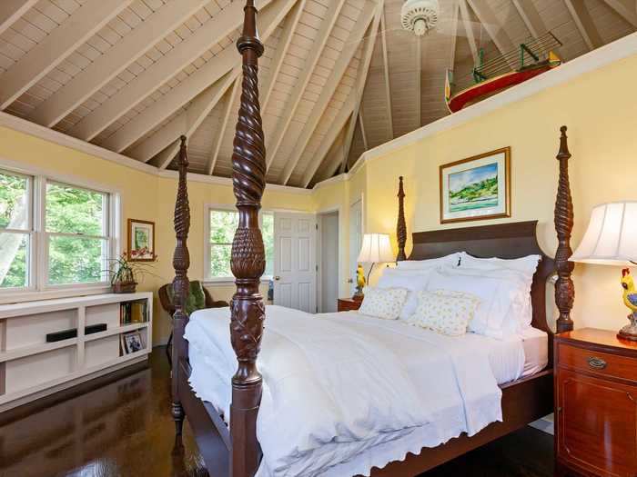 The master bedroom sits at the top of the tower and boasts a cathedral ceiling ...