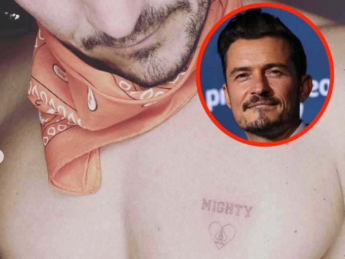 Orlando Bloom got a tattoo to honor his dog, Mighty.