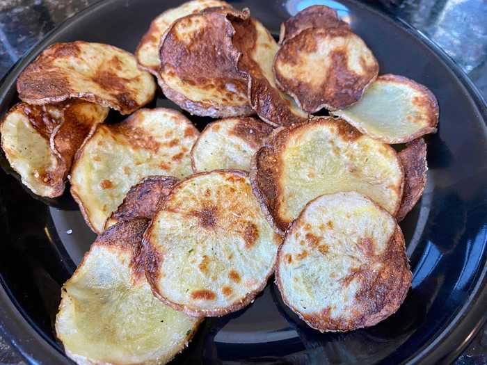 They were tasty, but they seemed more like cooked potatoes, not fried ones, depending on the slice