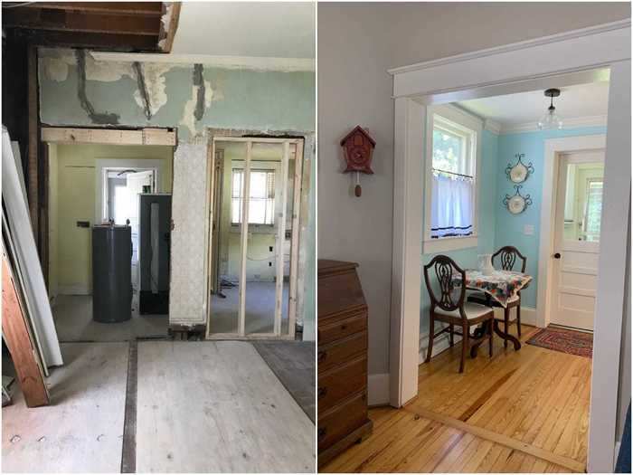 When Pat Flannery started renovating inside the home, he found that "there were critters all inside the walls," and all the plaster needed to be redone.