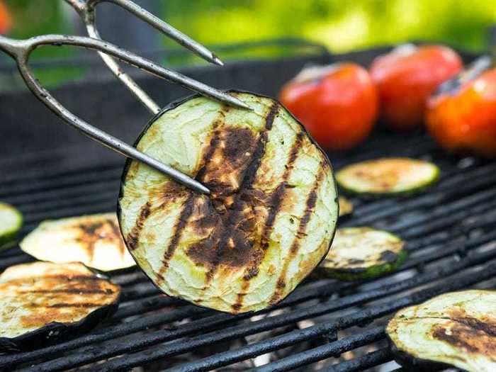 Some fruits and vegetables, like zucchini squash, onions, and eggplant, do especially well on the grill.