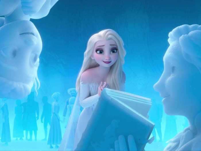 When Elsa sees all the snow memories in Ahtohallan, there