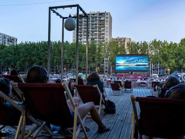 Another 150 people were able to watch the movie from deck chairs on land.