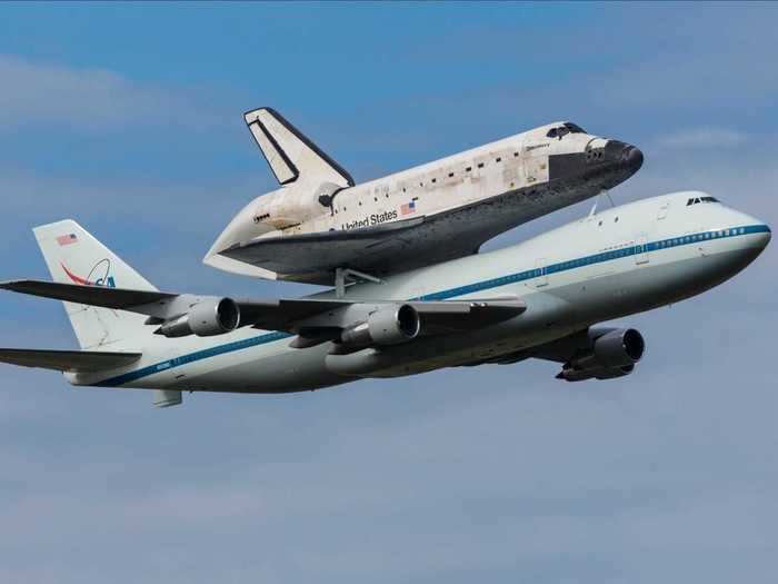 Space Shuttle Endeavour performed a three-day tour of the US strapped to the back of a 747 in 2012 following the end of the Space Shuttle program.