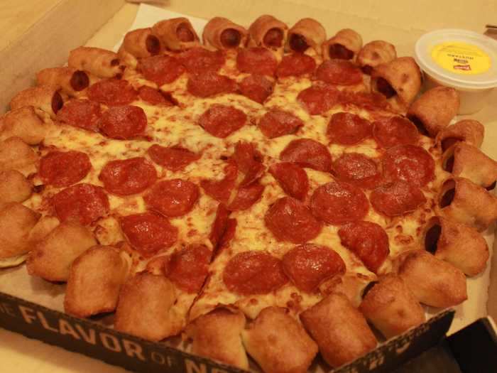 Pizza Hut also released a strange new menu item in 2015 — a pizza with a hot-dog-stuffed crust.