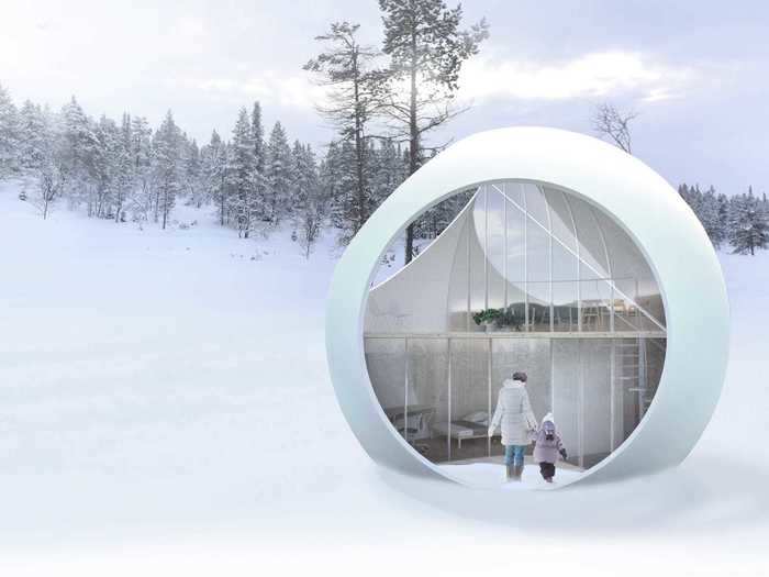 It can accommodate any climate, and the curved exterior works well for snow and rain. Additional insulation panels can also be added, planned by the designers.