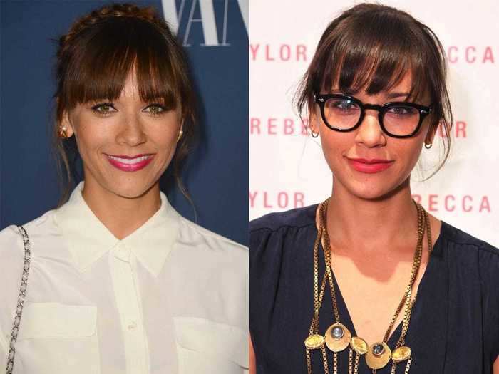 Wearing stylish eyewear transforms Rashida Jones