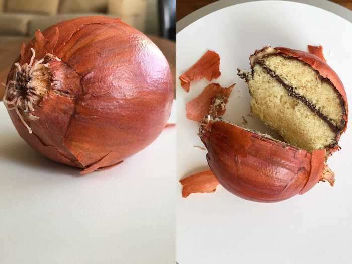 She says she tries different materials until she finds just the right one to look realistic. Her onion skin made out of wafer paper is a prime example.