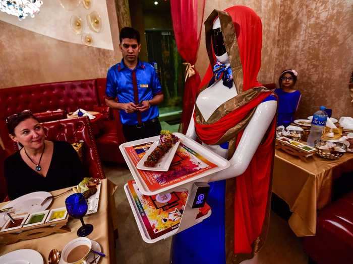 Meet Ruby the robot waitress, who serves customers at Drink and Spice Magics restaurant in Dubai.