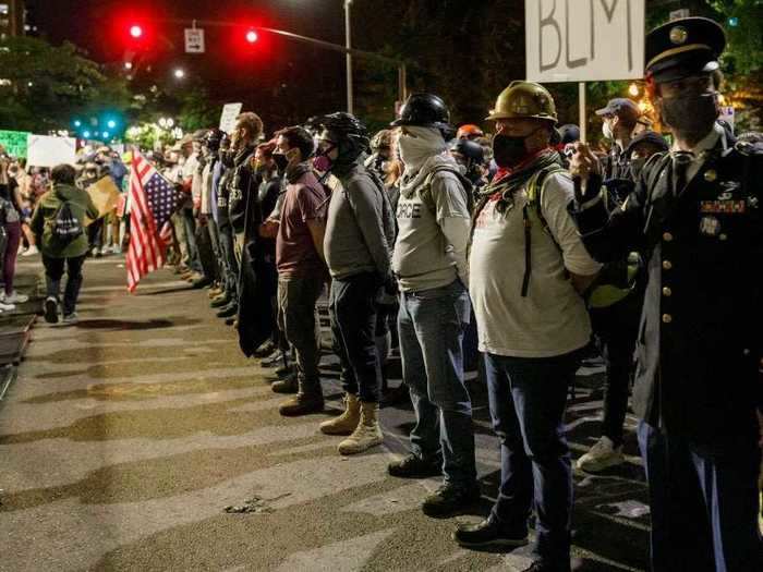 Demonstrators turned out in distinct groups for the protest, including a 