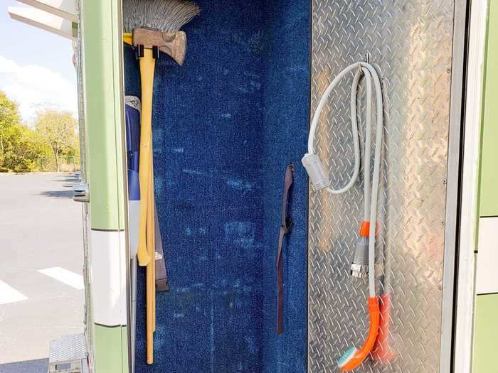 Outside the ambulance, Talley used an industrial locker for storage space.