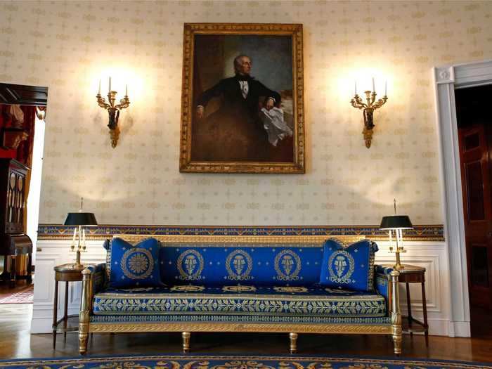 The Bellange suite furnishings were brought to the White House in 1817 by President James Monroe, formerly the US ambassador to France. But in 1860, nearly all the pieces were sold at an auction.