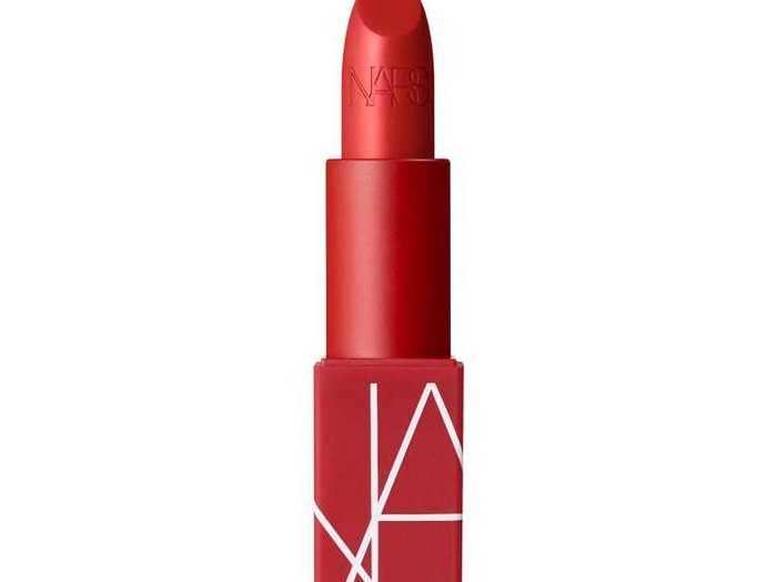 Hitchcock is also a huge fan of this semi-matte red lipstick by Nars.