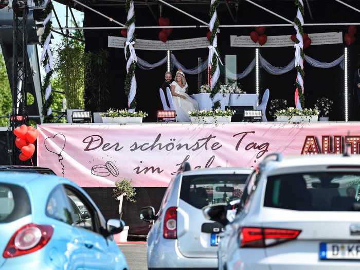 Drive-in weddings are becoming increasingly popular as a result of the pandemic.