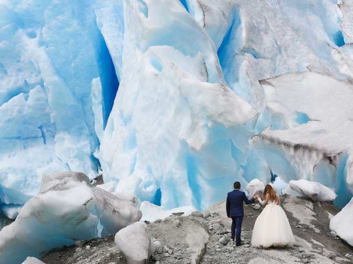 Other couples have exchanged their vows on top of a glacier.