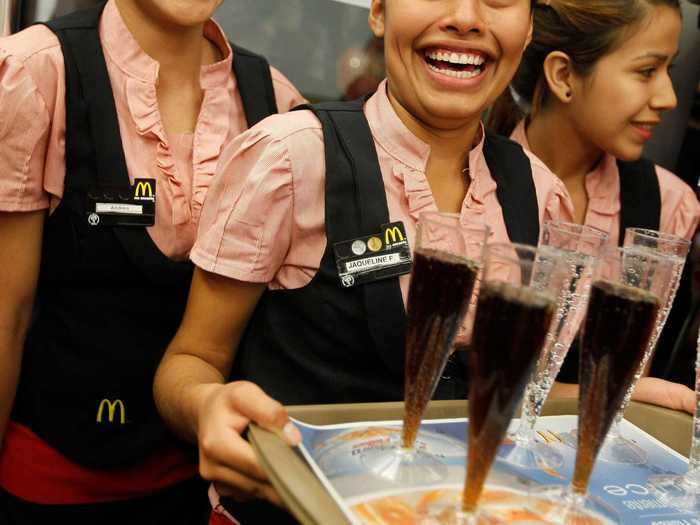 Guests were also served Coca-Cola and Sprite in tall Champagne flutes.