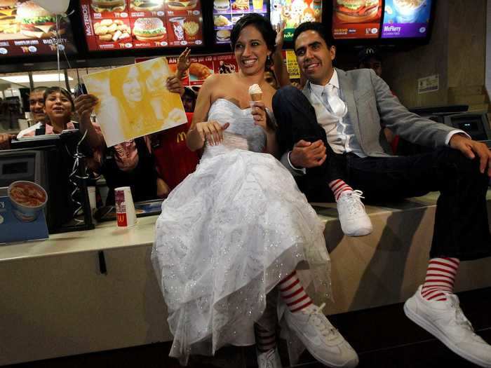 Marisela Matienzo and Carlos Munoz got married inside their local McDonald