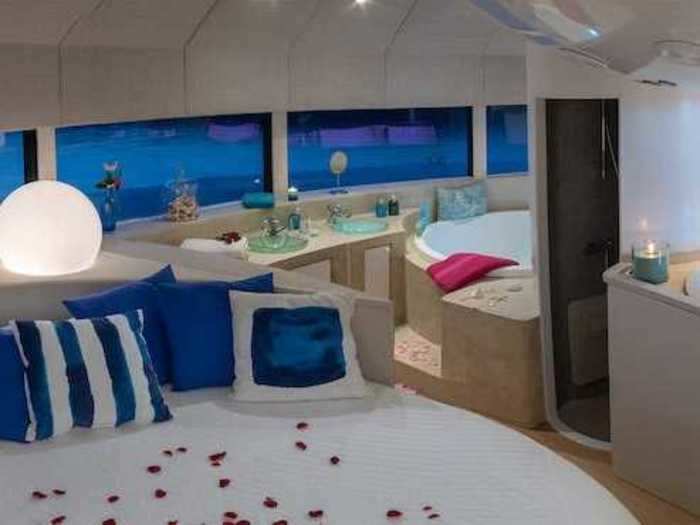 The pod is composed of three living spaces: a living room area, bedroom, and an outdoor "relaxation area."