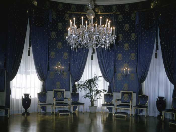 Heavy blue curtains covered the windows in the 1970s.