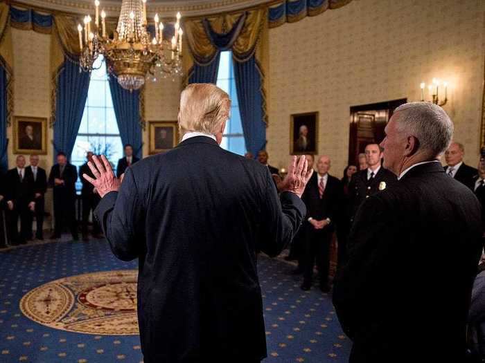 The Blue Room is where presidents receive guests.