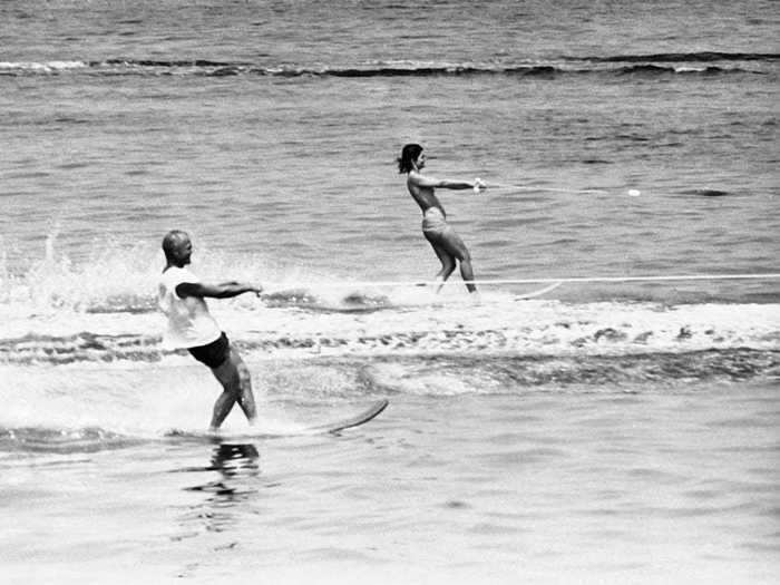 But alongside her responsibilities as first lady, Kennedy never shied away from adventure, and even water skied alongside astronaut John Glenn in the Nantucket Sound.