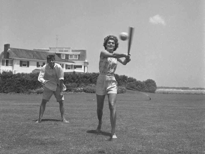 During their engagement, John F. Kennedy and Jackie would vacation at the Kennedy compound, where she could showcase her athletic side ...