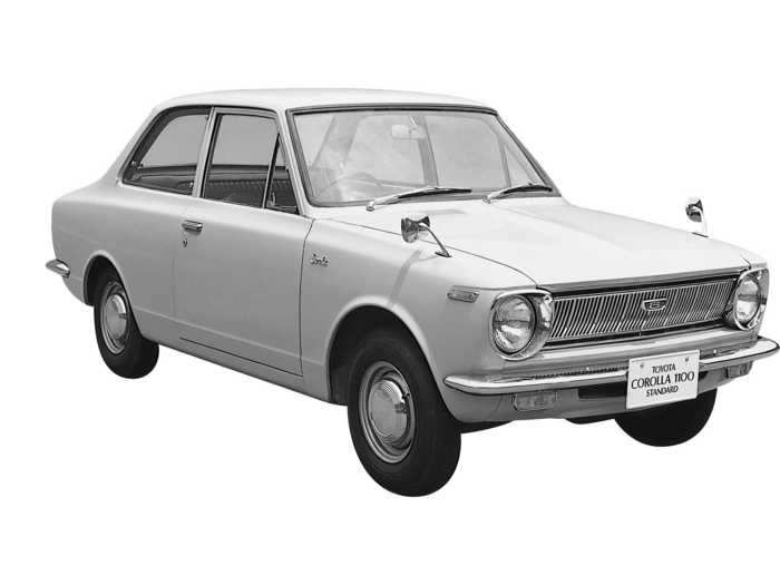 The first Toyota Corolla was released in 1966 in Japan, but hit the American market a couple of years later.